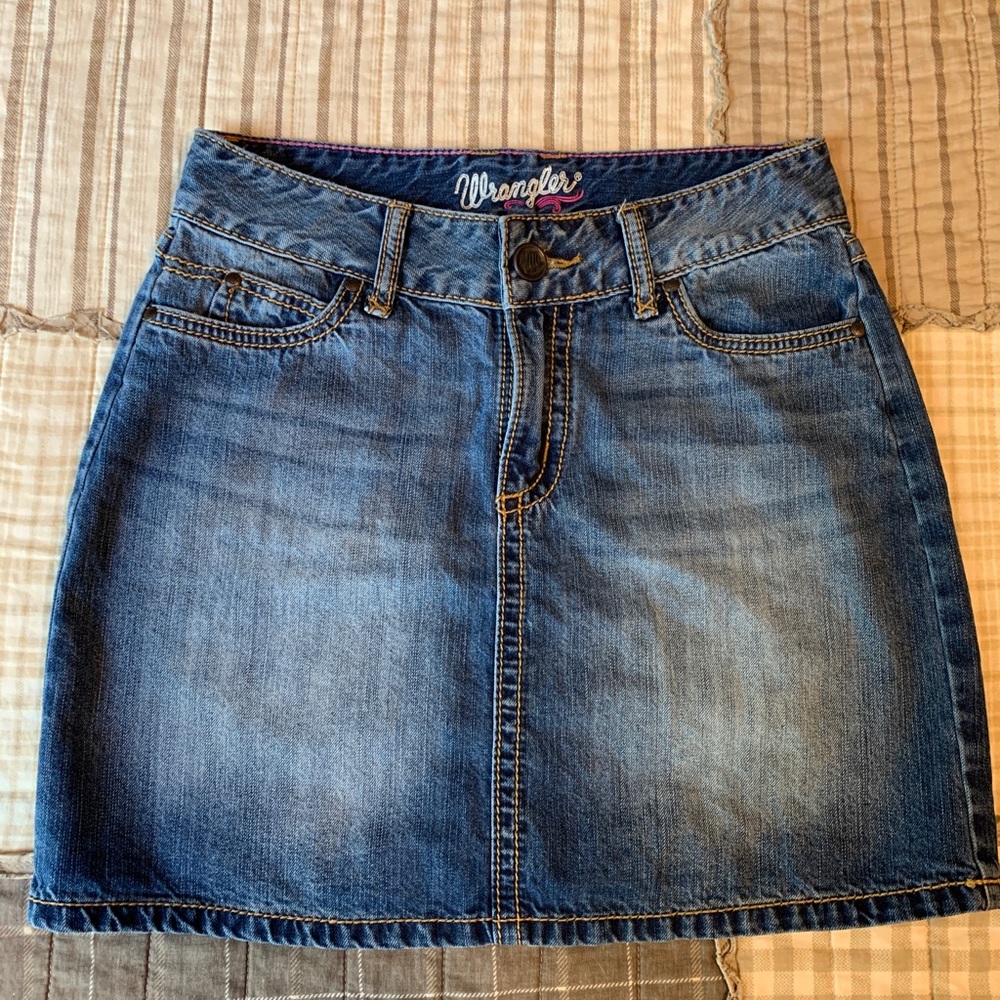 Wrangler Denim Mini Skirt Medium Wash Like New